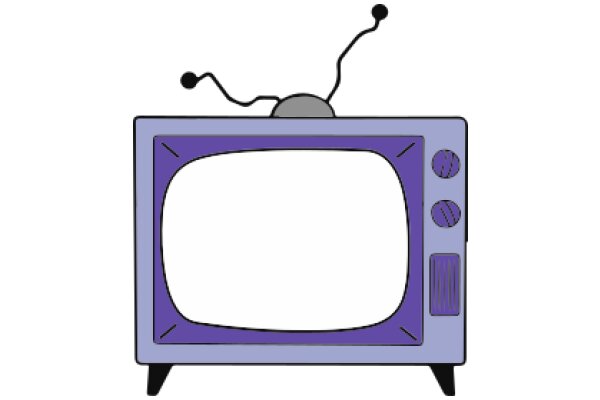 A Cartoon Illustration of a Purple Television with a Mouse on Top