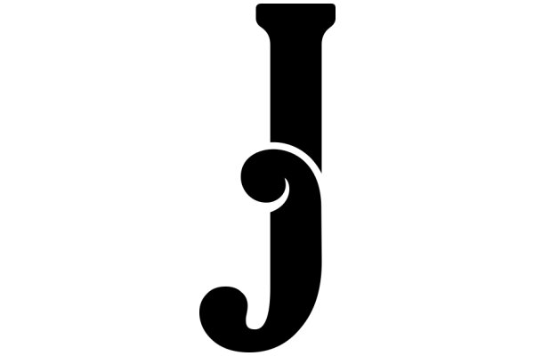 Stylized Black Letter 'J' with Curved Design