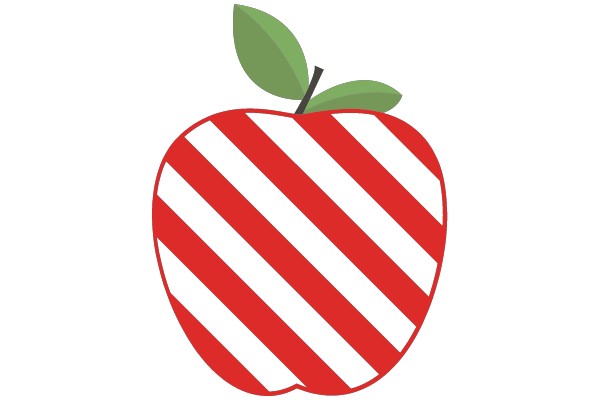 Vibrant Red and White Apple with a Green Leaf