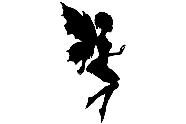 Silhouette of a Female Angel with Wings and Halo