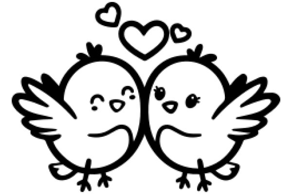 A Heartwarming Embrace: Two Cartoon Birds Share a Love Connection