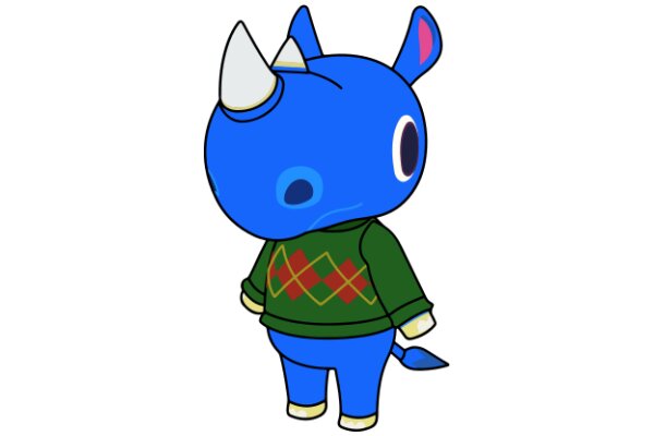 A Blue Unicorn Character in a Cozy Sweater