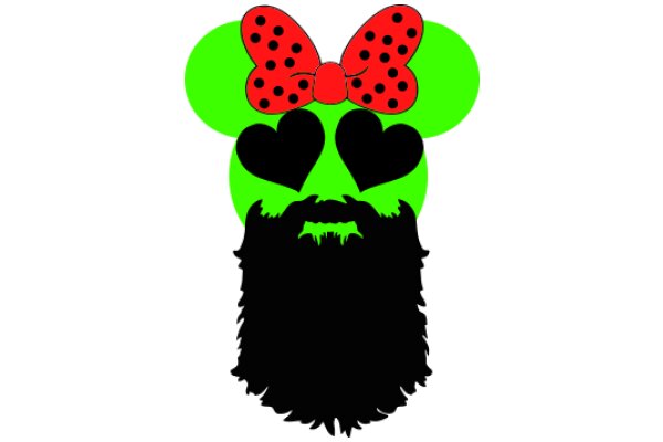 Whimsical Character Design: A Playful Combination of a Beard, Heart, and Ladybug