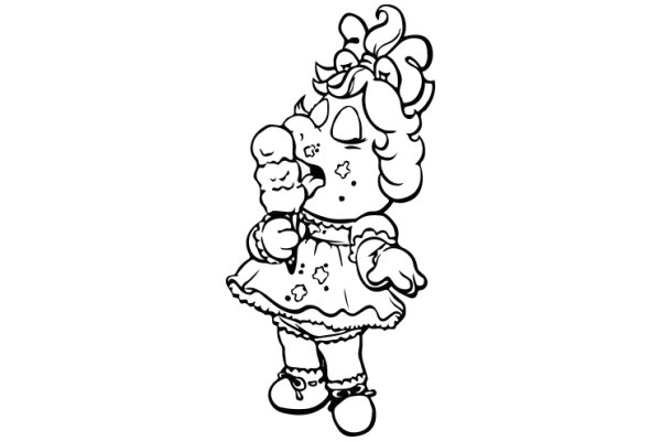 A Whimsical Cartoon of a Character Enjoying a Delightful Ice Cream Cone