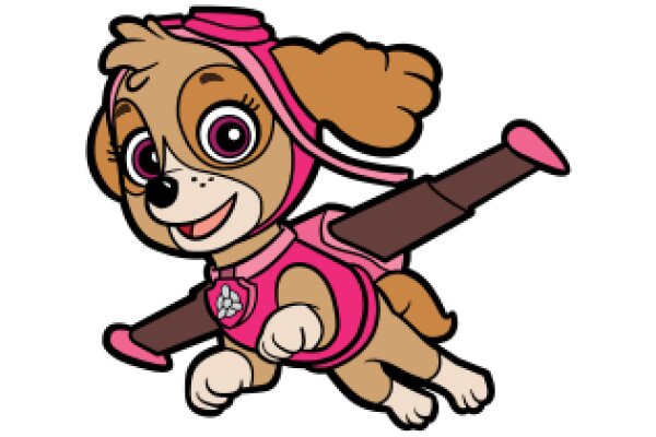 Adorable Animated Dog in a Pink Costume