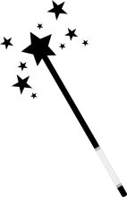 A Whimsical Scene of a Starry Sky and a Magic Wand