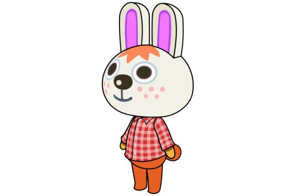 An Adorable Cartoon Bunny with a Red Shirt and Pink Ears