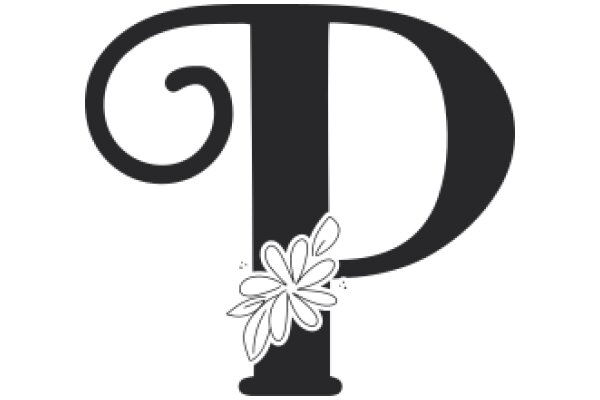 Stylized Letter 'P' with Flower Decoration