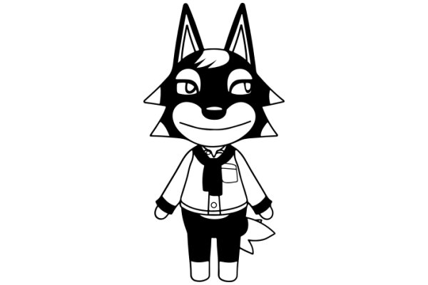 Stylized Cartoon Character: AFuzzy Fox with a Smile and a Tie