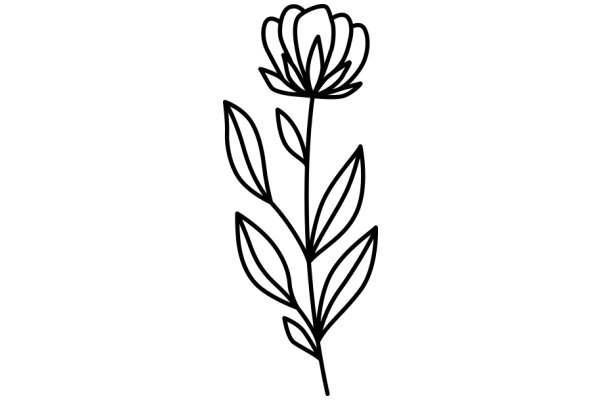 Simplistic Line Drawing of a Flower