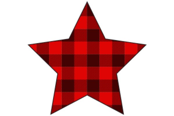 Vibrant Red and Black Checkered Star