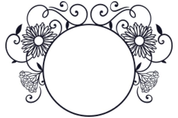 Elegant Oval Decoration with Floral Design and Swirls