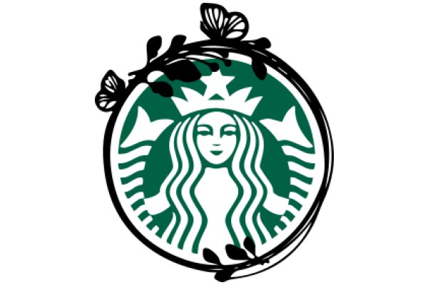 Starbucks Logo with Floral Border and Leaf Design