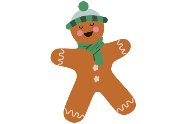 A Delightful Gingerbread Cookie with a Festive Hat and Scarf