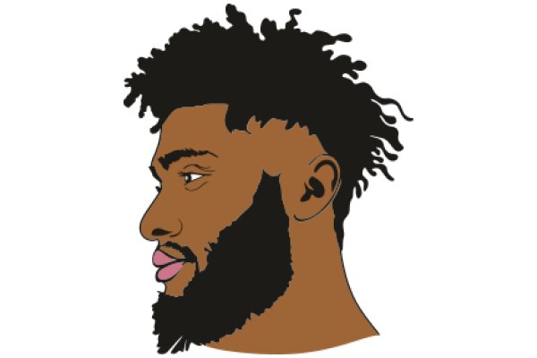 Stylized Portrait of a Man with a Beard and Afro