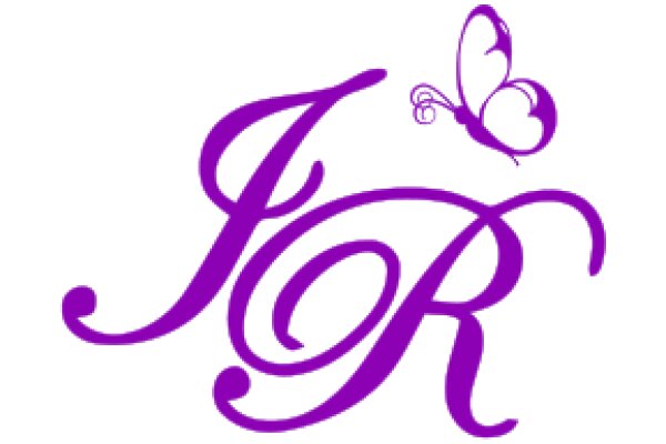 Stylized Purple Letter 'J' with a Butterfly Design