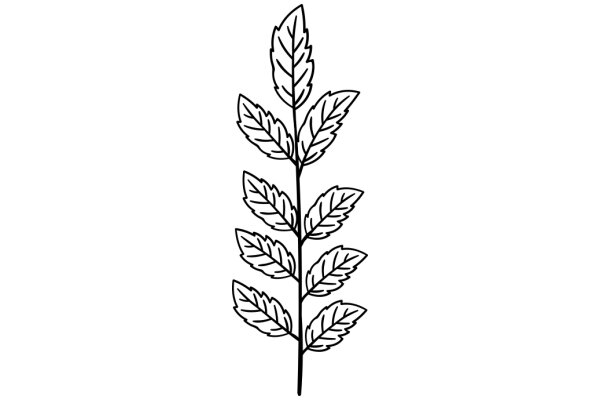 Simplistic Line Drawing of a Leafy Plant