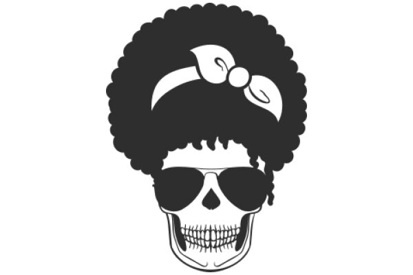 Stylized Illustration of a Skull with a Bow and Sunglasses