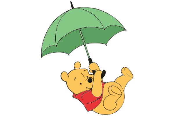 Winnie the Pooh's Adventure with a Green Umbrella