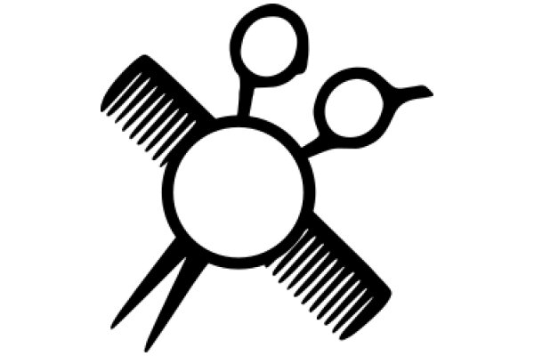 Stylized Icon of a Comb and Scissors