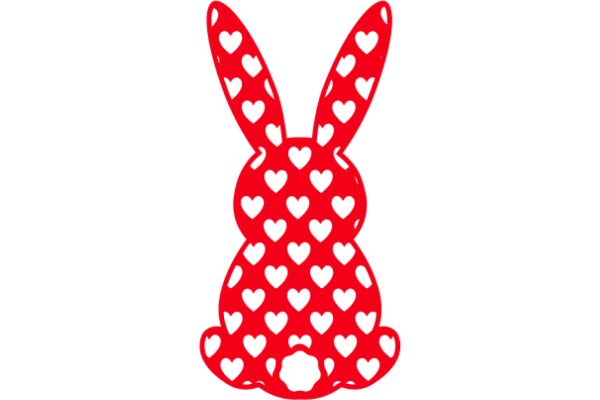 Vibrant Red Easter Bunny with Heart Patterns