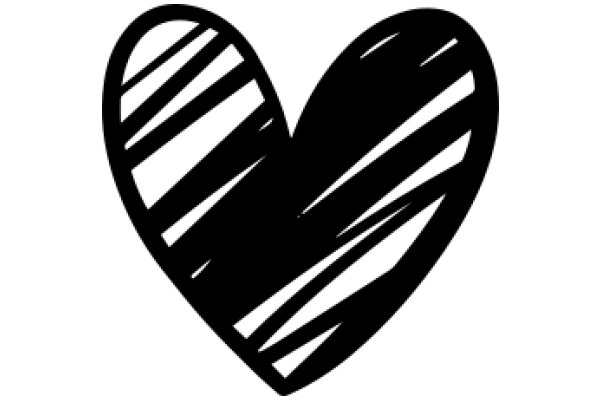 Stylized Black Heart with Stripes