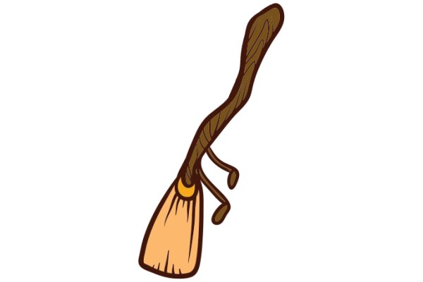 A Whimsical Illustration of a Broom with a Curved Handle