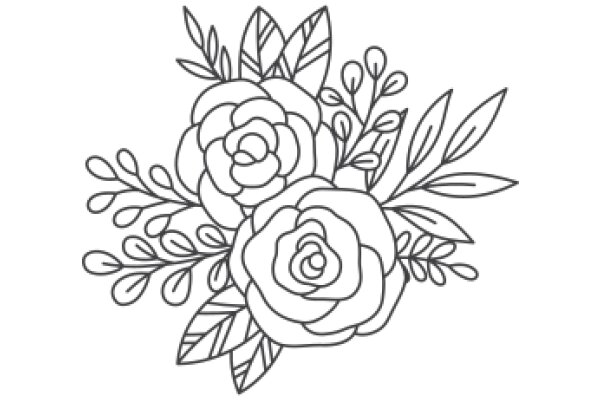 Elegant Floral Design: A Line Art