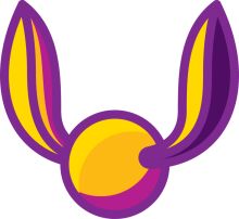 Vibrant Purple and Yellow Ear-shaped Logo