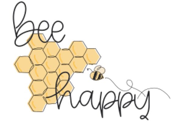 Honeycomb Illustration with the Words 'Bee Happy' in Handwritten Style