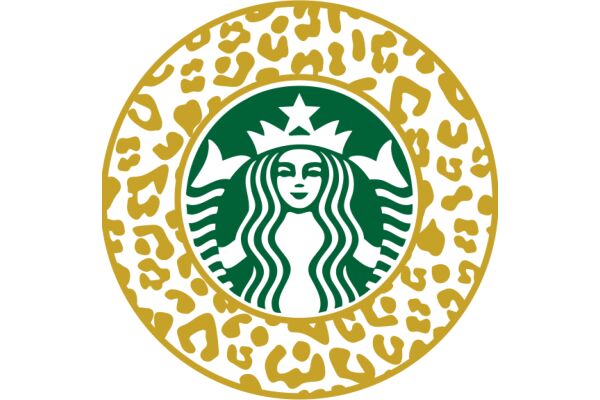 Starbucks Logo with Leopard Print Background