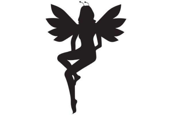 Silhouette of a Winged Figure with Antennae