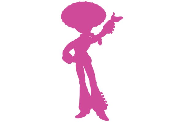 Stylized Pink Silhouette of a Person with a Guitar