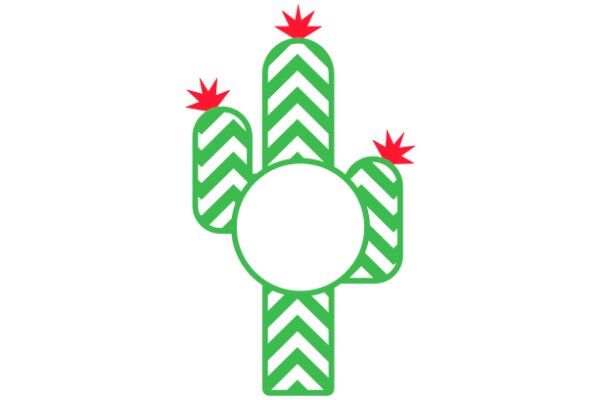 Vibrant Cactus Design with Red Stars and Green Stripes