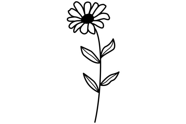 Simplicity in Nature: A Line Drawing of a Daisy and Its Stem