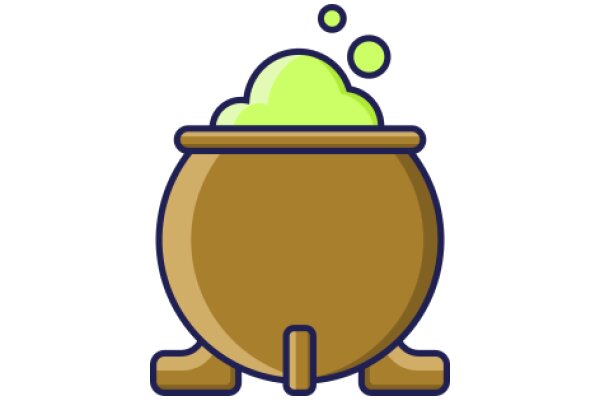 A Whimsical Illustration of a Cauldron with a Green Bubbly Potion