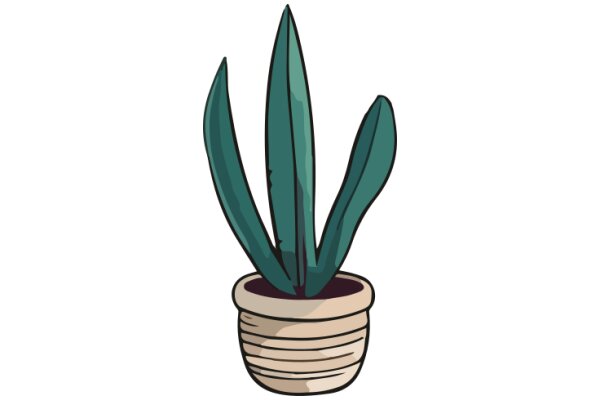 A Digital Illustration of a Potted Plant with Green Leaves