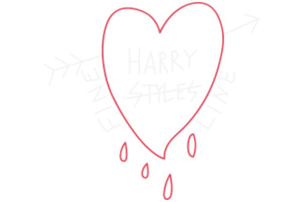 A Red Heart with the Words 'Harry Styles' in Red Drops