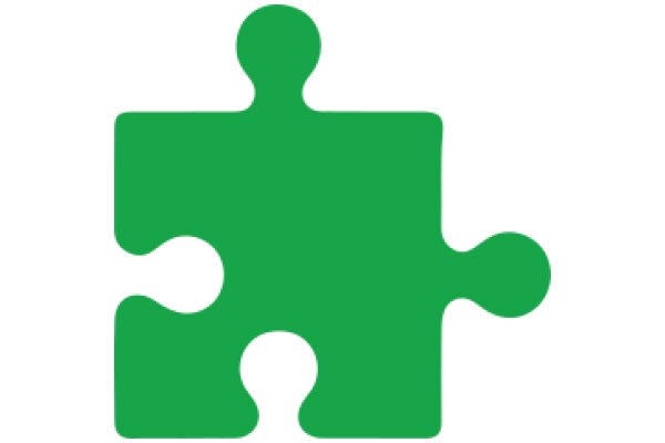 Simplistic Green Puzzle Piece on White Background