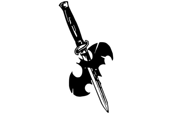 A Stylized Image of a Sword with a Bat-like Design