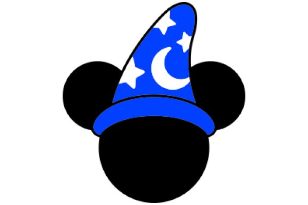 A Whimsical Blue Wizard's Hat with a Crescent Moon and Stars