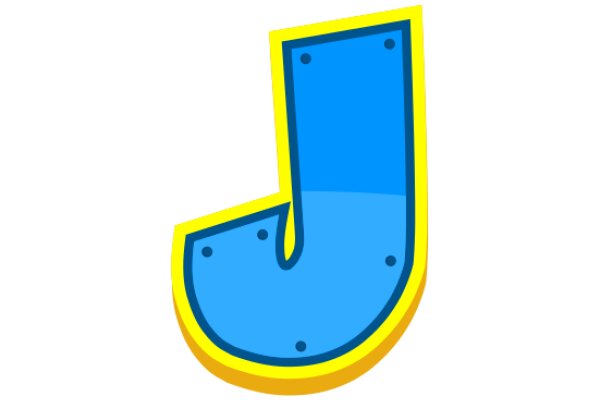 Vibrant Blue and Yellow Letter 'J' with a Shiny Yellow Border