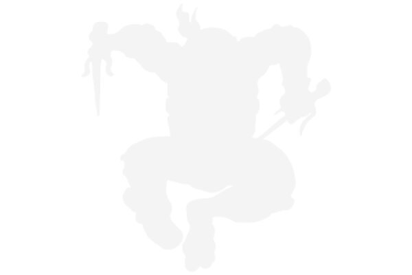 Silhouette of a Monster with a Sword, Set against a White Background