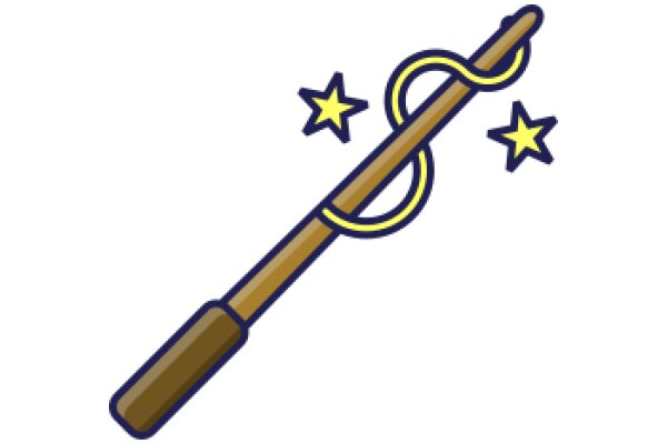 A Whimsical Illustration of a Cane with Stars and a Swirl