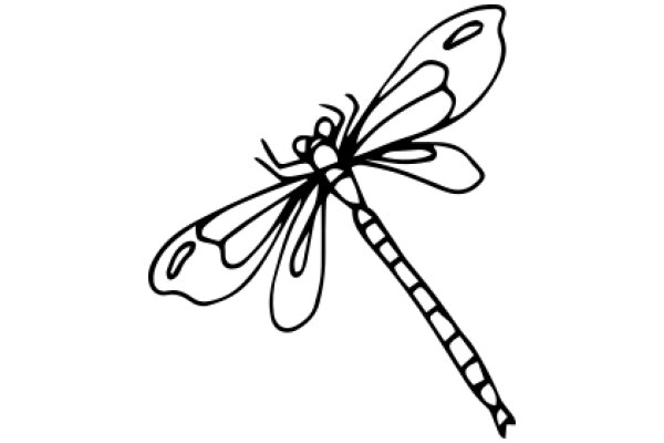 Stylized Dragonfly Line Drawing