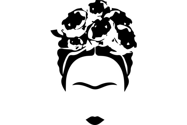 Stylized Silhouette of a Flower Crown and Face