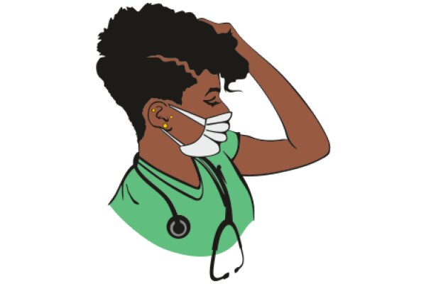 A Medical Professional in a Green Shirt and Mask