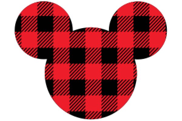 Vibrant Red and Black Checkered Mickey Mouse Ear Logo