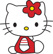 Adorable Hello Kitty Character with Red Shirt and Flower Accessory