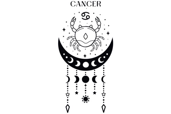 Cancer Zodiac Sign: A Illustration with Astrological Symbols and Starry Night Background